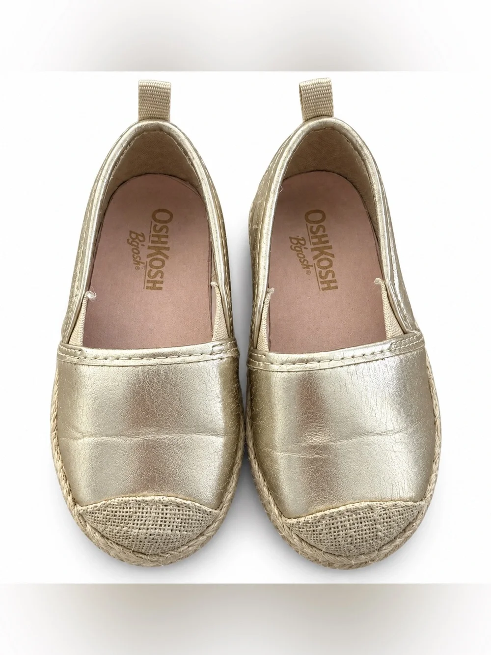 OshKosh B’gosh Toddler Girls Gold Metallic Espadrille Shoes Size 6